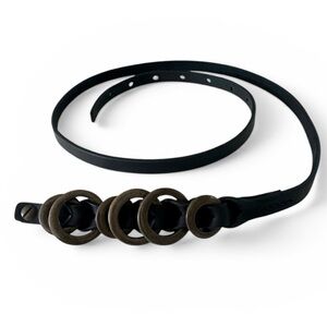 Garnet Hill Genuine Leather Skinny Belt Black